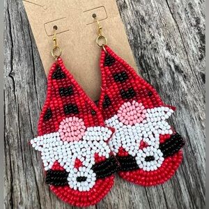 Beaded Santa gnome earrings